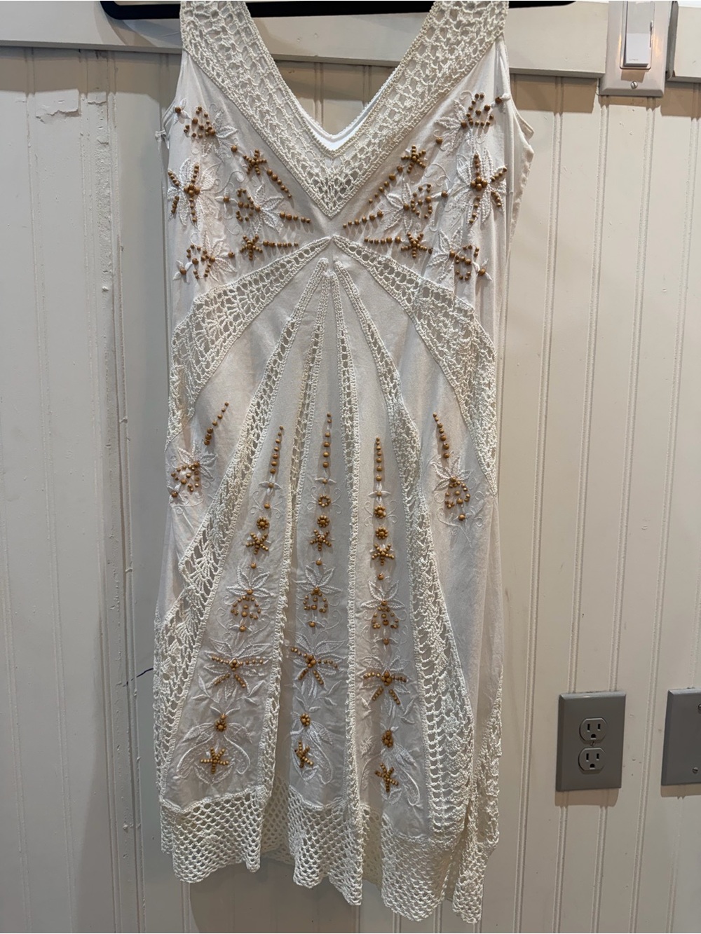 Sue Wong Embroidered Crochet& Beafed Ivory Dress - Picture 5 of 6